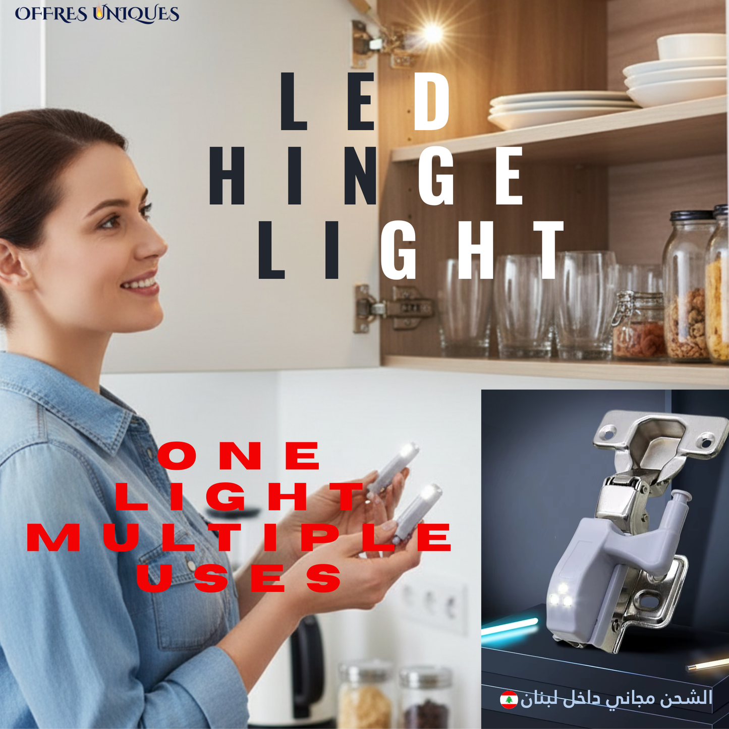 Pack LED Hinge Light for cabinets, closets, and wardrobes (4 Units)