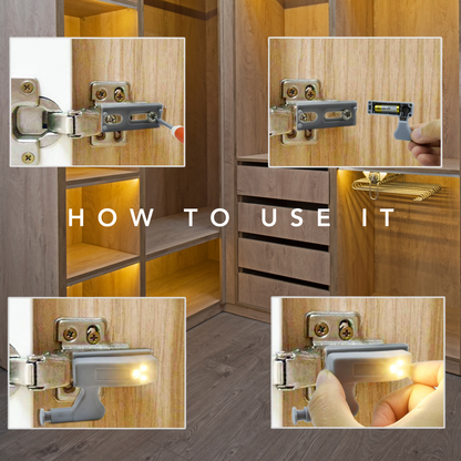 Pack LED Hinge Light for cabinets, closets, and wardrobes (4 Units)